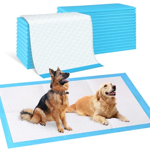 SUPRONLOVE Pee Pads for Dogs & Cats, Extra Large 36"X51", 40 Count, Blue, Polymer, Polyethylene (PE), Fluff Pulp, 6 Layers, Disposable Pet Training Pads