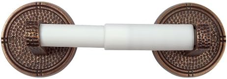 The Copper Factory CF176AN Solid Copper Toilet Tissue Holder with Round Backplates, Antique Copper