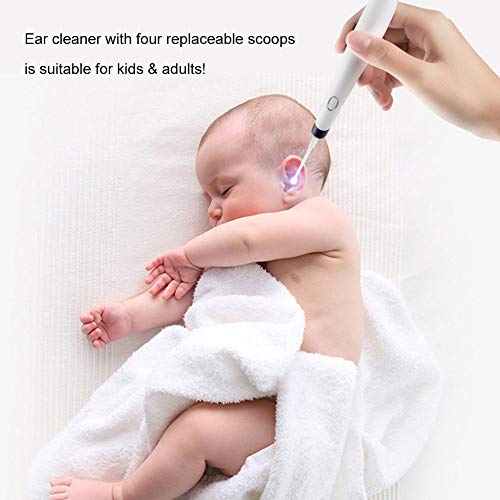 Ear Cleaner, Ear Wax Removal Kit, Ear Wax Removal Tool, Ear Cleaning, 4 Types Ear Spoons, Soft Silicone,with LED Light Powerful Suction for Easy Cleaning, Senior White - Thumbnail 5