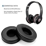 Black Replacement Earpads, AGPTEK 2 Pieces Foam Ear Pad Cushion Compatible with Beat Solo 2.0 Wireless Headphone