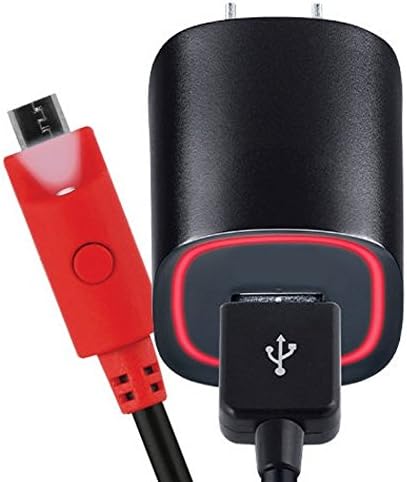 Fast Rapid Wall Charger for Samsung Galaxy S7 S6 S4 Note 4 5 G2 G3 G4 V10 - Durable Dependable Charger Micro USB fits LG Motorola HTC Red LED