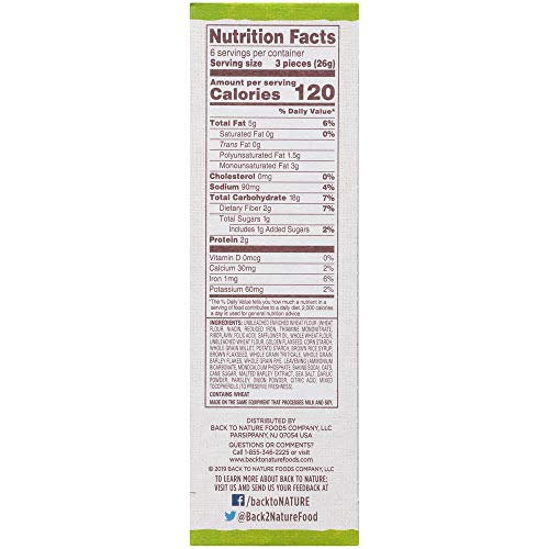 BACK TO NATURE MULTIGRAIN FLAX SEEDED FLATBREAD CRACKERS – DAIRY FREE, NON-GMO, MADE WITH WHEAT FLOUR & WHOLE GRAINS, DELICIOUS & QUALITY SNACKS, 5.5 OUNCE