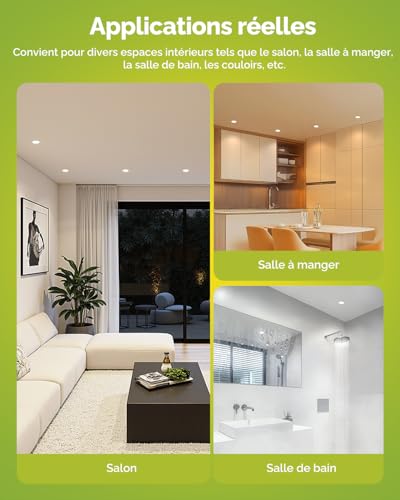 Fondiiz Pack of 12 Recessed LED Spotlights 68 mm, 5 W 220 V Recessed Ceiling Spotlights, Warm White 2700 K, Neutral White, 4000 K, Cool White, 6000 K, Adjustable, IP44 Bathroom LED Spotlight for Living Room, Kitchen, Round
