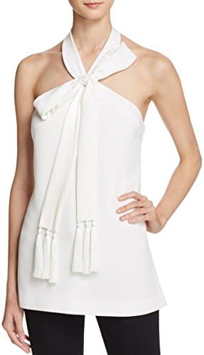 Jaya Apparel Cinq a Sept Womens Avita Halter Fringe Blouse Ivory M