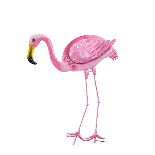 Collections Pink Flamingo Lawn Ornament Decorative Outdoor Metal Garden Stake, Left