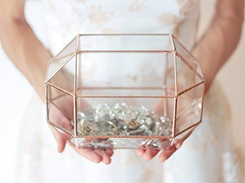 Jewelry Organizer, Glass Display Box, Makeup Storage, Geometric Glass Box, Small Card Box, Wedding Guestbook Alternative, Wishing Well Box by Waen