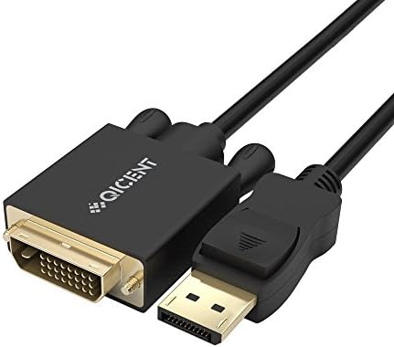 QICENT DP to DVI-D Cable 3M Displayport to DVI Male Gold Plated For DELL XPS12,iMac,MacBook Pro-Black(2 Pack)