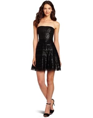 BCBGMAXAZRIA Women's Seri Strapless Sequin Fit and Flare Dress
