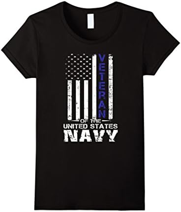 Womens Veteran of the United States US Navy t-shirt military Medium Black