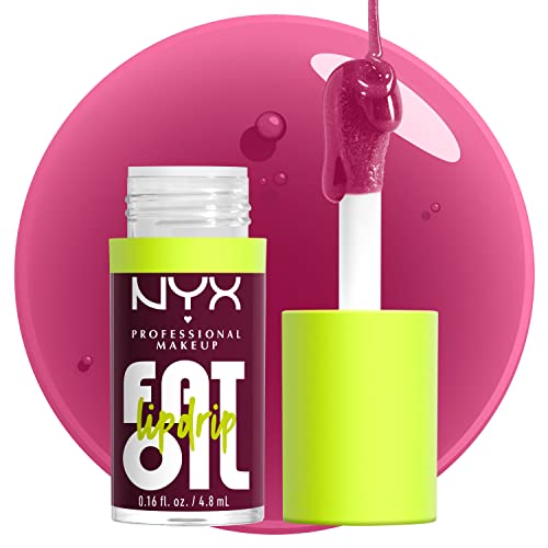 NYX PROFESSIONAL MAKEUP FAT OIL LIP DRIP, MOISTURIZING LIP OIL GLOSS, VEGAN TINTED FORMULA, UP TO 12 HR HYDRATION – THAT’S CHIC (DEEP BERRY)
