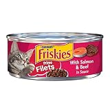 Purina Friskies Wet Cat Food, Prime Filets With Salmon & Beef in Sauce - (24) 5.5 oz. Cans