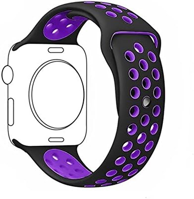 Apple Watch Band Voken Series 1,Series 2,Series 3,Soft Silicone Replacement Sport Wristband Wrist Strap for iWatch Sport Band M/L (42mm Black/Purple)