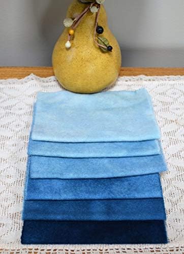 Winterberry Cabin Hand-Dyed Felted 100% Wool; Farmhouse Blue 6 pc Charm Bundle