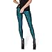 Mermaid Leggings for Women Shiny Fish Scale Tight Pants Footless Tights Pants Blue M