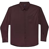 Double Pump Big and Tall Dress Shirts for Men Long Sleeve Business Casual Solid Button Down Shirts from XXL(T) to 6XL(T)