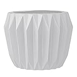 Bloomingville A21900020 Round Fluted Ceramic Flower Pot, 8 Inch x 6 Inch, White