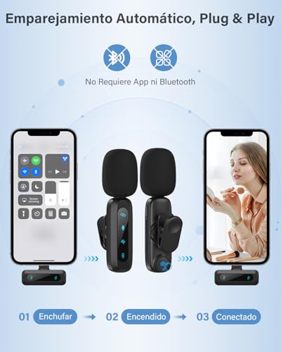 WARM BOX Wireless Lapel Microphone for iPhone, iPad, Android Phone, 2-Pack Mini Microphone with Noise Reduction, Auto Pairing and Mute & Reverb for Vlogging, Video Recording