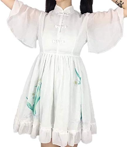 Amazon チャイナ風 ブラック ワンピース 華ロリ 中華 ロリータ ロリィタ服 水仙 刺繍 フリーサイズ ゆったり 大きめ かわいい ゴスロリ コスプレ 衣装 仮装 コスプレ 仮装 通販