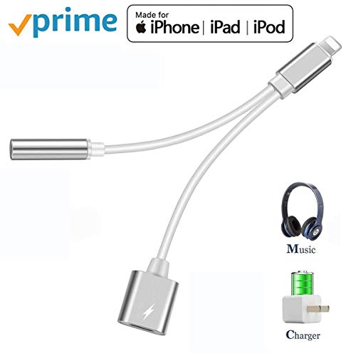 Headphone Jack Adapter Dongle for iPhone Xs/Xs Max/XR/ 8/11 Pro/X (10) / 7/7 Plus to 3.5mm Jack Converter Car Charge Accessories Cables & Audio Connector Earphone Splitter Adaptor Support All Systems