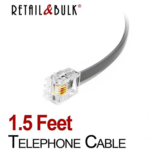 image for RetailAndBulk 1.5 Feet Premium Quality Telephone Cable, RJ11 Male to M