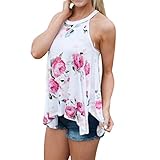 Kshion Women Sleeveless Flower Printed Tank Top Casual Blouse T Shirt