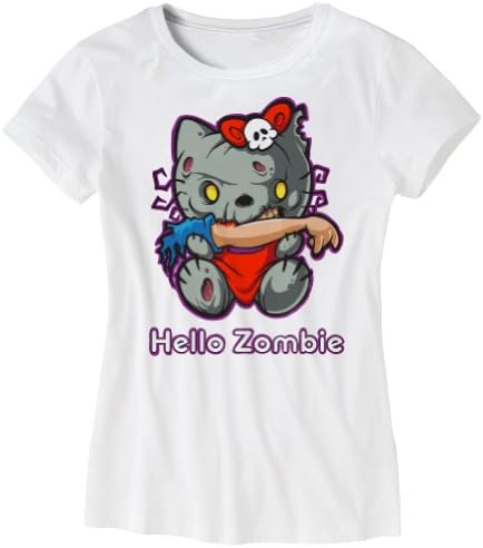 Hitman Designs Women's Hello Zombie 2 Shirt L White