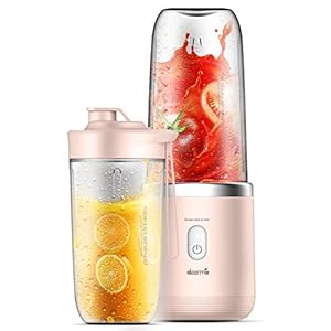 Deerma Tragbarer Mixer, Mini Standmixer 400ml Smoothie Maker mit 6 Edelstahlmesser, USB Wiederaufladbarer Juicer für Haushalt, Reise, Outdoor