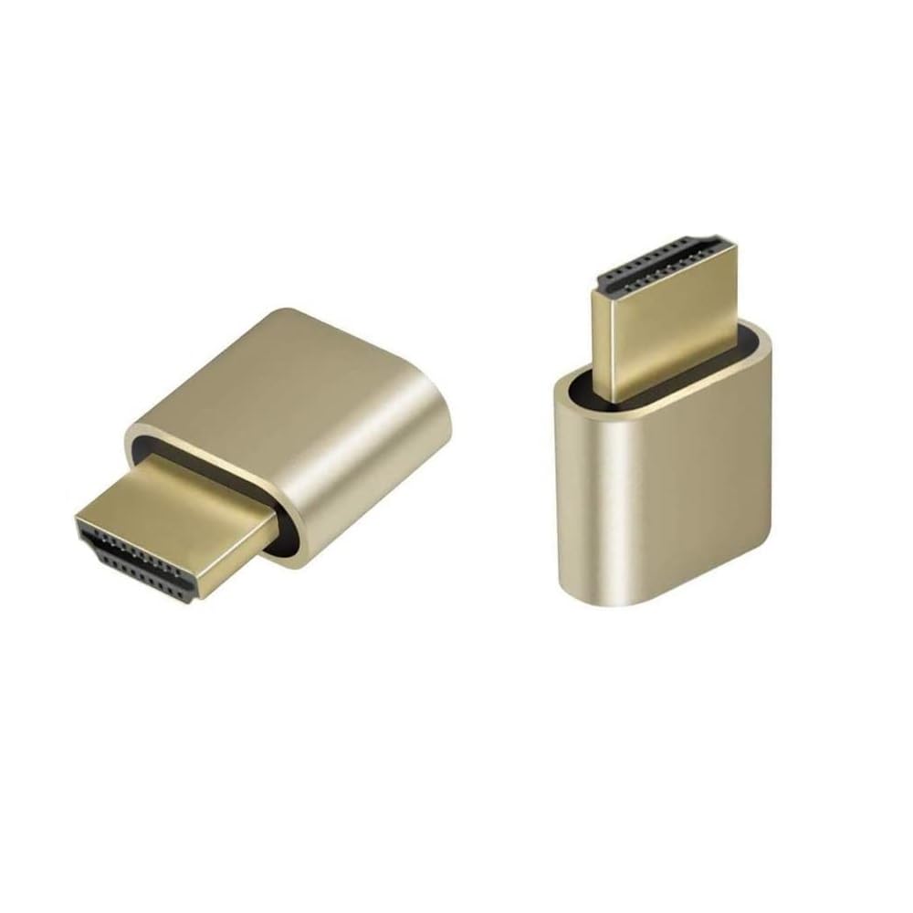 Adwits 2-Pack 4K 2K 1080P 30Hz to 60Hz Support HDMI Display Emulator DDC EDID Headless Ghost Monitor Adapter Dummy Plug, New Version Highest 4096x2160@60Hz -Gold Color