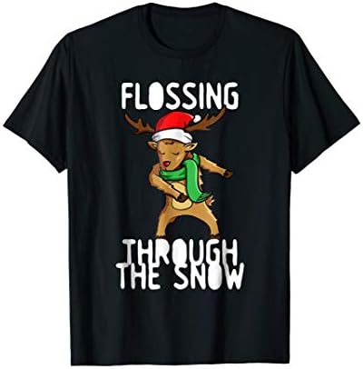 Flossing Through The Snow Rudolph Reindeer Christmas Tshirt