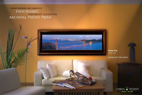 San Francisco Golden Gate Bridge At Nigh Artist Signature Archival Photo Print 55 By 13 Inches #9 (Panorama)