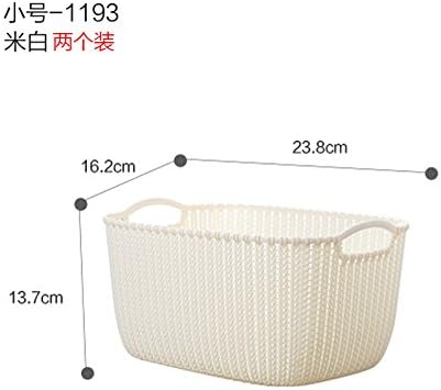 Luckyfree Laundry Basket Plastic Dirty Clothes Basket Portable Toys Debris Snack Storage Basket Imitation Rattan, Rice White Small Two