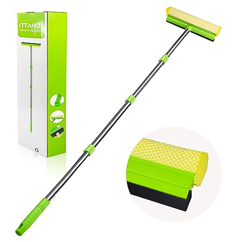 ITTAHO MultiUse Window Squeegee, 2 In 1 Window Cleaner With Long