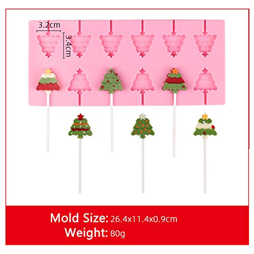 2 Pieces Christmas Jumbo Silicone Lollipop Molds,Chocolate Hard Candy Mold with 40 Sucker Sticks for Baking