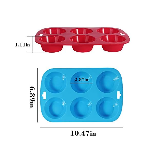 Silicone Muffins Tray, 2 Pack Deep and Jumbo Muffin Pan 6 Cup Large , Non-Stick Giant Cupcake Tin, Silicon Mould…