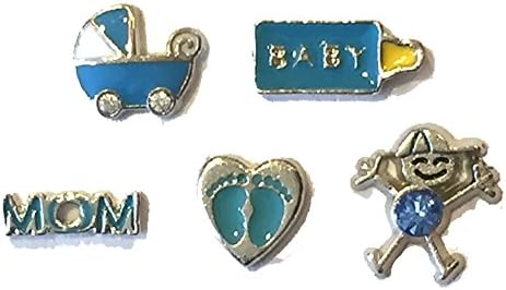 Baby Boy Floating Locket Charms - Set of 5