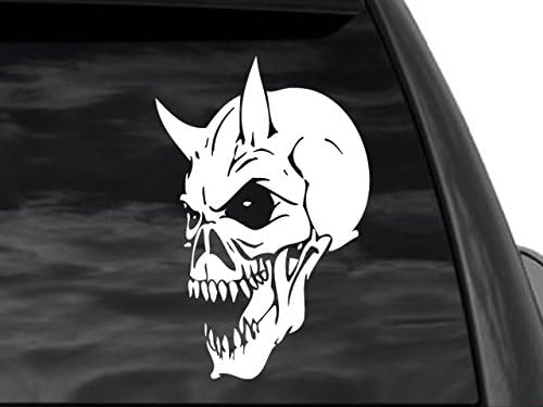 FGD Devil Horned Skull Rear Window Decal 7"x11" Car Truck SUV