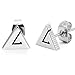 Unique Triangle Ancient Egypt Pyramid Men's Stainless Steel Stud Earrings (1 Pair, Silver)