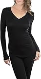 ToBeInStyle Women's V-Neck Long Sleeve Top - Black - Large
