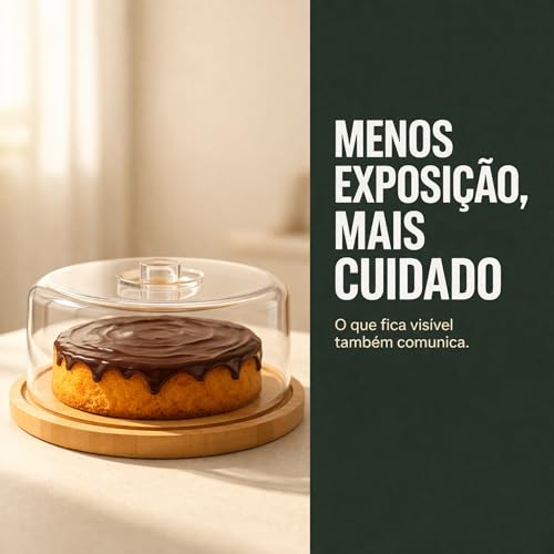 Porta Bolo com Tampa Acrílica 28cm, Boleira de Bambu Redonda | Porta Torta e Doces, Cúpula Transparente