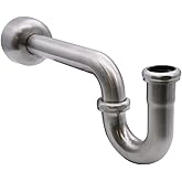 Westbrass D400-1-07 1-1/2" OD 17 gauge P-Trap with High Box Flange, Satin Nickel