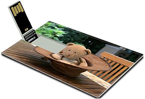 Luxlady 32GB USB Flash Drive 2.0 Memory Stick Credit Card Size Teddy bear sitting in a hat IMAGE 21381264