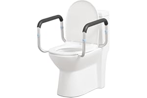 OasisSpace Medical Toilet Safety Rail - Adjustable Compact Support Frame with Hand Rails for Bathroom Toilet Seat - Easy Installation for Handicap, Elderly