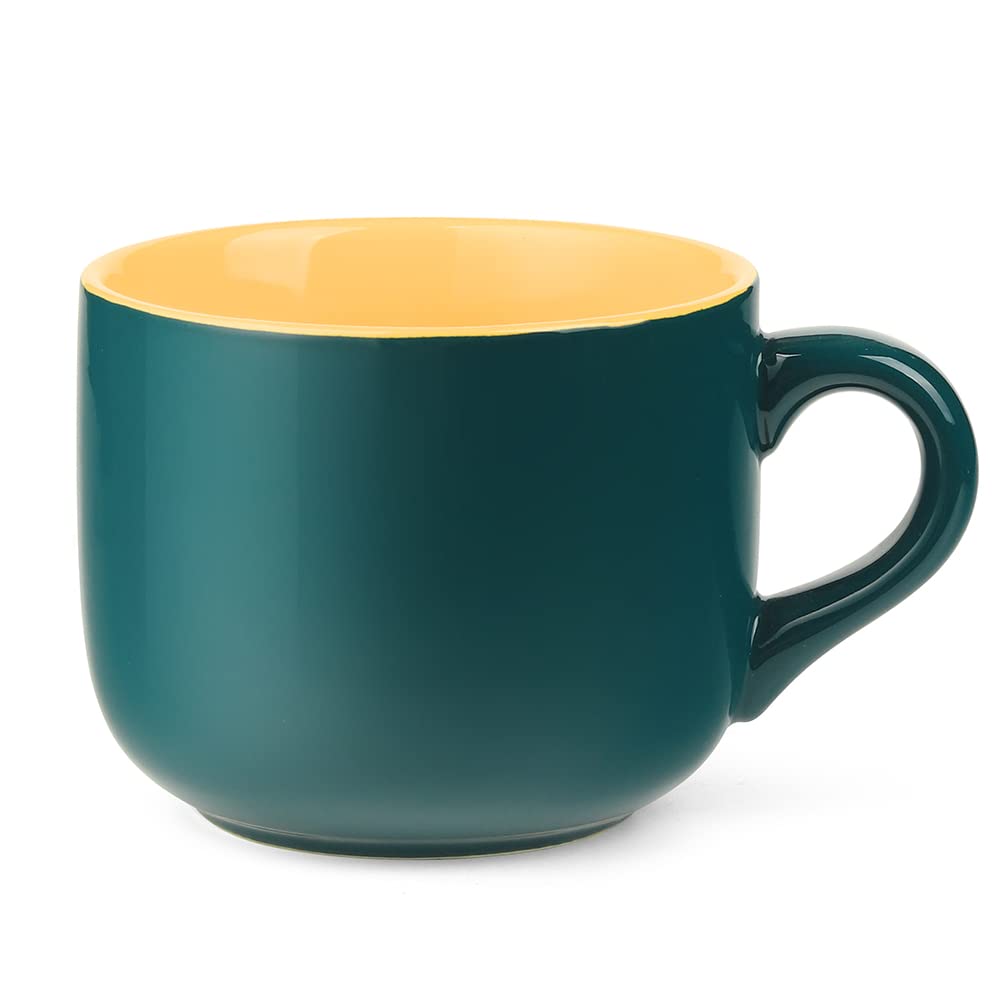 650ML/22OZ Large Ceramic Coffee Mug, Big Tea Cup for Office and Home, Dishwasher and Microwave Safe (Dark Green)