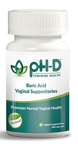 pH-D Feminine Health - Boric Acid Suppositories - Woman-Owned - Eliminates Odor from Menstruation, Exercise, Intimacy, & Menopause - 600 mg x 24 count