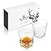 Whiskey Glass, Scotch Glasses, Lead-Free Old-Fashioned-Style – Art deco Hand-Crafted Elegant 2 Pcs Whisky Glass Set - Keeps Scotch Cool Longer – Bourbon Drinking Bar Accessories