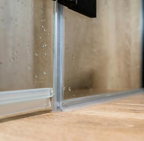 Prime-Line M 6258 Frameless Shower Door Bottom Seal for 3/8 In. Thick Glass Doors – Stop Shower Leaks and Create a Water Barrier, 36 In., Clear Vinyl (Single Pack)