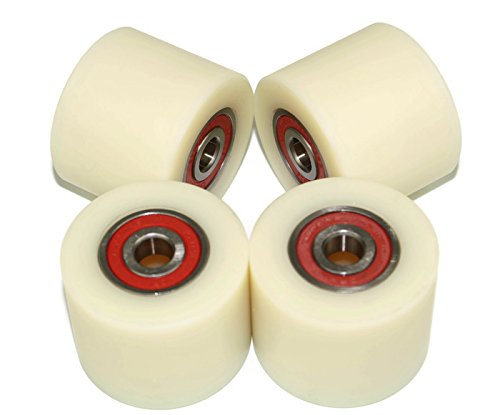(50-40-10) Pack of 4 x 50 mm Diameter Machined Nylon Wheels - UK Based Inventory - (40mm wide-10mm bearing)