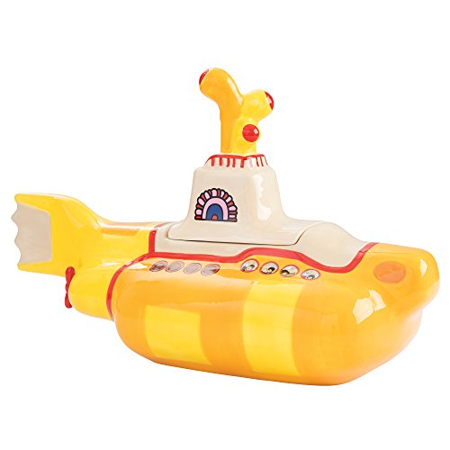 Vandor 73141 Beatles Yellow Submarine Shaped Sculpted Ceramic Cookie Jar Canister, 12 x 9.75 x 7 Inches