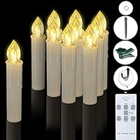 PChero Windows Candles, 10pcs Large Size Waterproof Dimmable Warm White LED Flameless Taper Ivory Timer Candles with Remote, Last up to 200Hours, Perfect for Home Indoor Outdoor Holiday Decorations