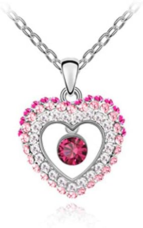 Genuine Pink and Clear Swarovski Austrian Crystal Elements Beautiful India Princess 3d Heart,18" W Chain